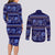 Azerbaijan Couples Matching Long Sleeve Bodycon Dress and Long Sleeve Button Shirts Traditional Pattern Ornament With Flowers Buta Blue LT9 - Wonder Print Shop