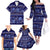 Azerbaijan Family Matching Off Shoulder Long Sleeve Dress and Hawaiian Shirt Traditional Pattern Ornament With Flowers Buta Blue - Wonder Print Shop