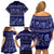 Azerbaijan Family Matching Off Shoulder Short Dress and Hawaiian Shirt Traditional Pattern Ornament With Flowers Buta Blue LT9 - Wonder Print Shop