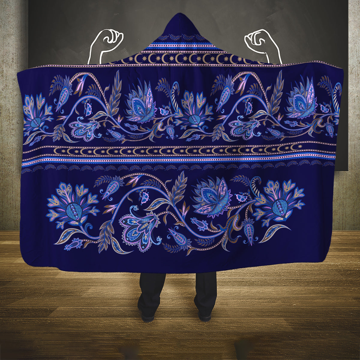 azerbaijan-hooded-blanket-traditional-pattern-ornament-with-flowers-buta-blue