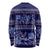 Azerbaijan Long Sleeve Shirt Traditional Pattern Ornament With Flowers Buta Blue - Wonder Print Shop