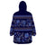 Azerbaijan Wearable Blanket Hoodie Traditional Pattern Ornament With Flowers Buta Blue - Wonder Print Shop