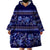 Azerbaijan Wearable Blanket Hoodie Traditional Pattern Ornament With Flowers Buta Blue - Wonder Print Shop