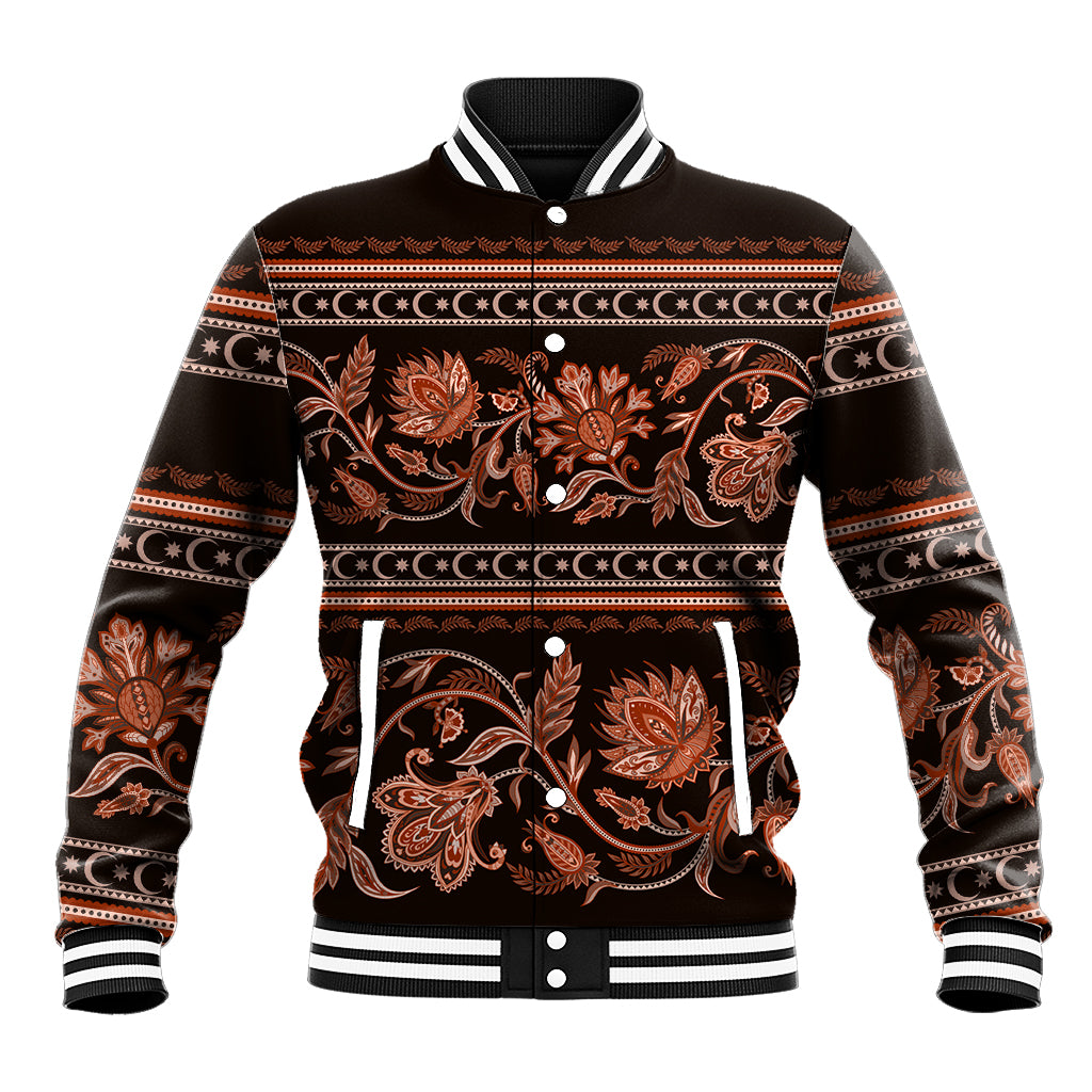 Azerbaijan Baseball Jacket Traditional Pattern Ornament With Flowers Buta Gold LT9 - Wonder Print Shop