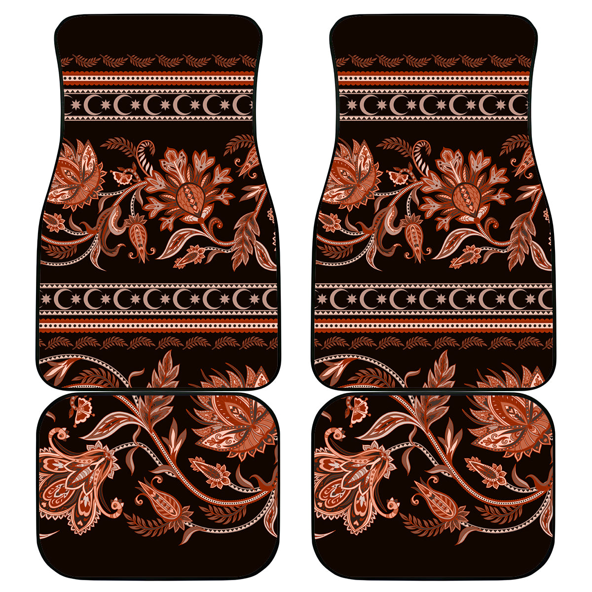 Azerbaijan Car Mats Traditional Pattern Ornament With Flowers Buta Gold LT9 - Wonder Print Shop