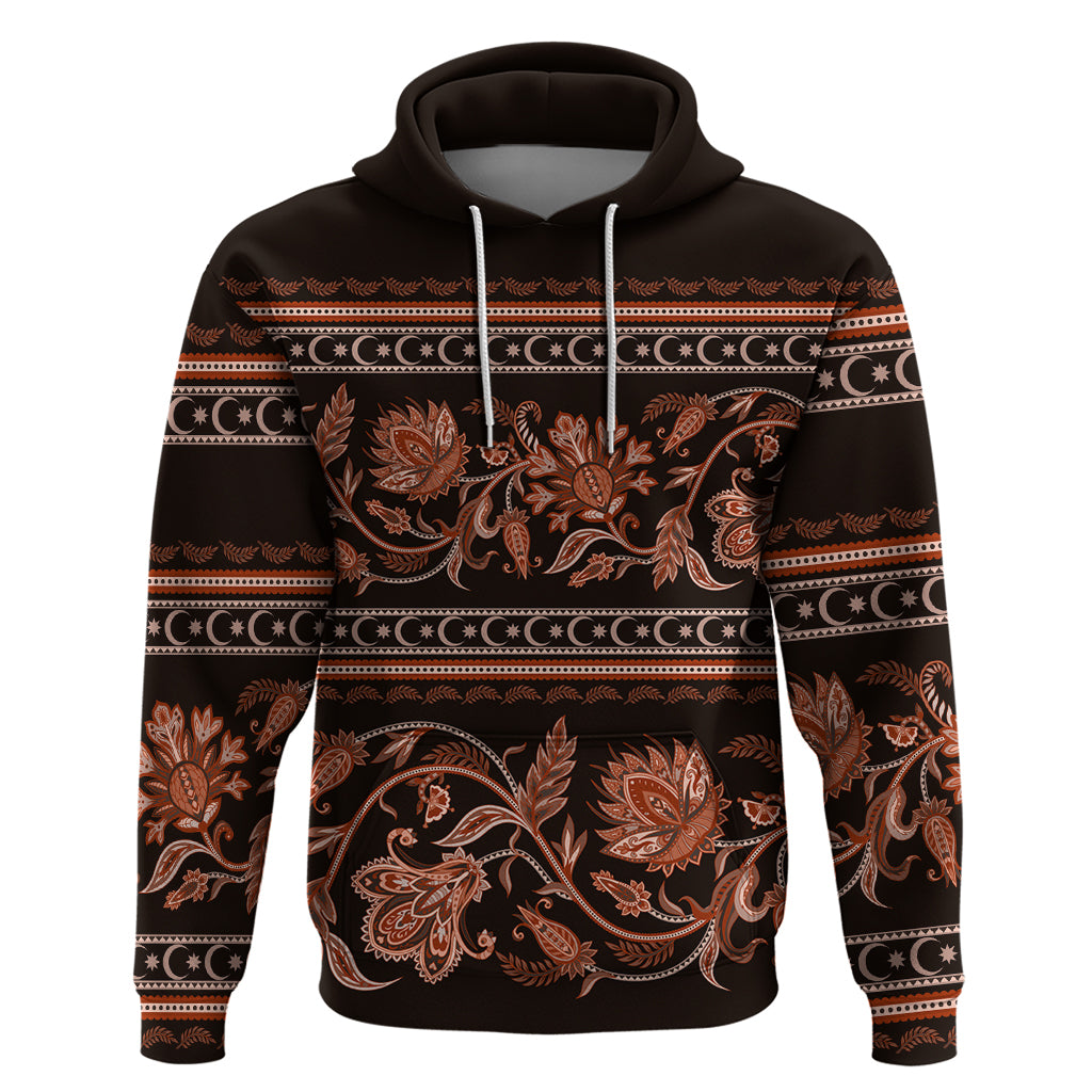 Azerbaijan Hoodie Traditional Pattern Ornament With Flowers Buta Gold - Wonder Print Shop