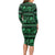 Azerbaijan Long Sleeve Bodycon Dress Traditional Pattern Ornament With Flowers Buta Green - Wonder Print Shop