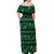 Azerbaijan Off Shoulder Maxi Dress Traditional Pattern Ornament With Flowers Buta Green - Wonder Print Shop