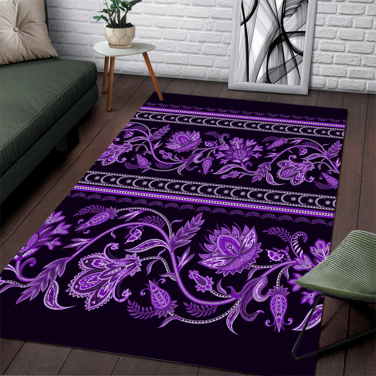 Azerbaijan Area Rug Traditional Pattern Ornament With Flowers Buta Violet LT9 - Wonder Print Shop