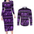 Azerbaijan Couples Matching Long Sleeve Bodycon Dress and Long Sleeve Button Shirts Traditional Pattern Ornament With Flowers Buta Violet LT9 - Wonder Print Shop