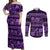 Azerbaijan Couples Matching Off Shoulder Maxi Dress and Long Sleeve Button Shirts Traditional Pattern Ornament With Flowers Buta Violet LT9 - Wonder Print Shop