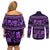 Azerbaijan Couples Matching Off Shoulder Short Dress and Long Sleeve Button Shirts Traditional Pattern Ornament With Flowers Buta Violet LT9 - Wonder Print Shop