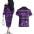 Azerbaijan Couples Matching Off The Shoulder Long Sleeve Dress and Hawaiian Shirt Traditional Pattern Ornament With Flowers Buta Violet LT9 - Wonder Print Shop