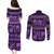 Azerbaijan Couples Matching Puletasi Dress and Long Sleeve Button Shirts Traditional Pattern Ornament With Flowers Buta Violet LT9 - Wonder Print Shop