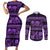 Azerbaijan Couples Matching Short Sleeve Bodycon Dress and Long Sleeve Button Shirts Traditional Pattern Ornament With Flowers Buta Violet LT9 - Wonder Print Shop