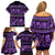 Azerbaijan Family Matching Off Shoulder Short Dress and Hawaiian Shirt Traditional Pattern Ornament With Flowers Buta Violet LT9 - Wonder Print Shop