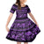 Azerbaijan Kid Short Sleeve Dress Traditional Pattern Ornament With Flowers Buta Violet - Wonder Print Shop