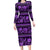 Azerbaijan Long Sleeve Bodycon Dress Traditional Pattern Ornament With Flowers Buta Violet - Wonder Print Shop