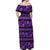 Azerbaijan Off Shoulder Maxi Dress Traditional Pattern Ornament With Flowers Buta Violet - Wonder Print Shop