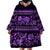 Azerbaijan Wearable Blanket Hoodie Traditional Pattern Ornament With Flowers Buta Violet - Wonder Print Shop