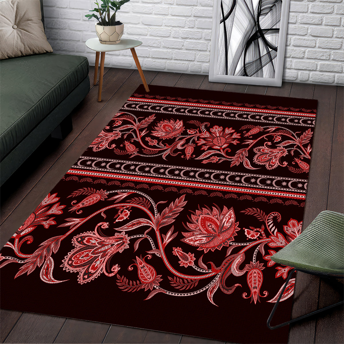 Azerbaijan Area Rug Traditional Pattern Ornament With Flowers Buta Red LT9 - Wonder Print Shop