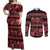 Azerbaijan Couples Matching Off Shoulder Maxi Dress and Long Sleeve Button Shirts Traditional Pattern Ornament With Flowers Buta Red LT9 - Wonder Print Shop