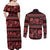 Azerbaijan Couples Matching Off Shoulder Maxi Dress and Long Sleeve Button Shirts Traditional Pattern Ornament With Flowers Buta Red LT9 - Wonder Print Shop