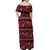 Azerbaijan Off Shoulder Maxi Dress Traditional Pattern Ornament With Flowers Buta Red - Wonder Print Shop