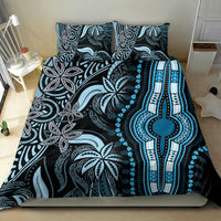 Blue dashiki bedding set with teal-and-white hamsa medallion and scrolling leaf designs