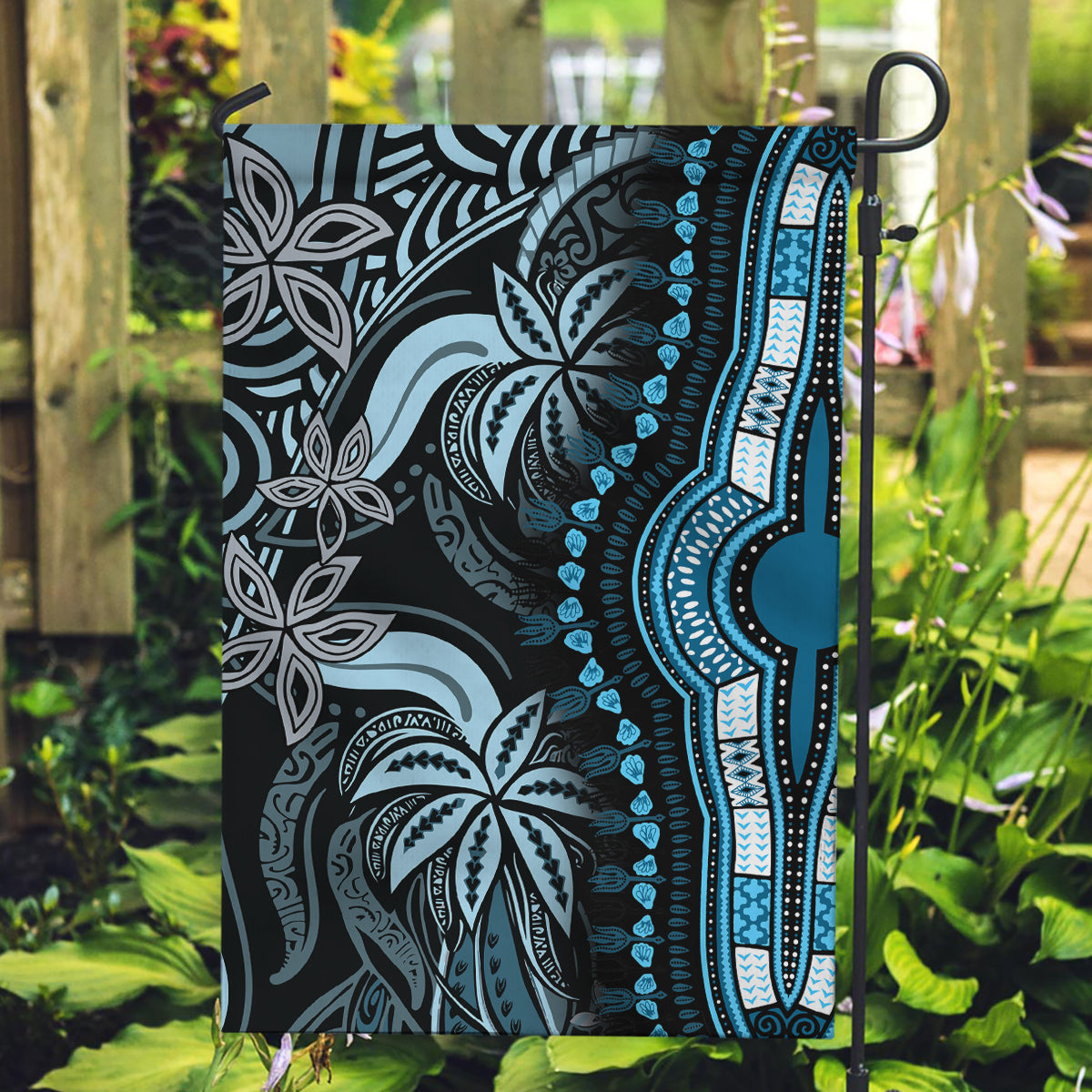 Polynesia Dashiki Garden Flag Polynesia and Africa Traditional Special Together Blue - Wonder Print Shop