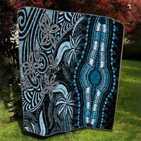 Black and blue dashiki-style quilt with arched blue center ornament and intricate border