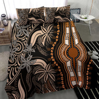 Tribal dashiki duvet cover set with black background and gold-beige decorative motifs