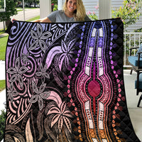 Dashiki-inspired quilt, black with purple/pink/orange mandala and paisley design