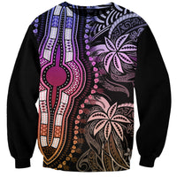 Unisex dashiki sweatshirt with dark base, long sleeves, and pastel tribal front print