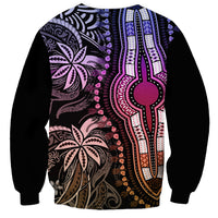 Dashiki sweatshirt with dark base, long sleeves, and pastel floral geometric allover print