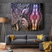 Pastel Polynesia-style wall tapestry with floral patterns and a hand-shaped central motif