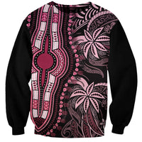 Unisex dashiki sweatshirt with crew neck, long sleeves, black and pink tribal print front