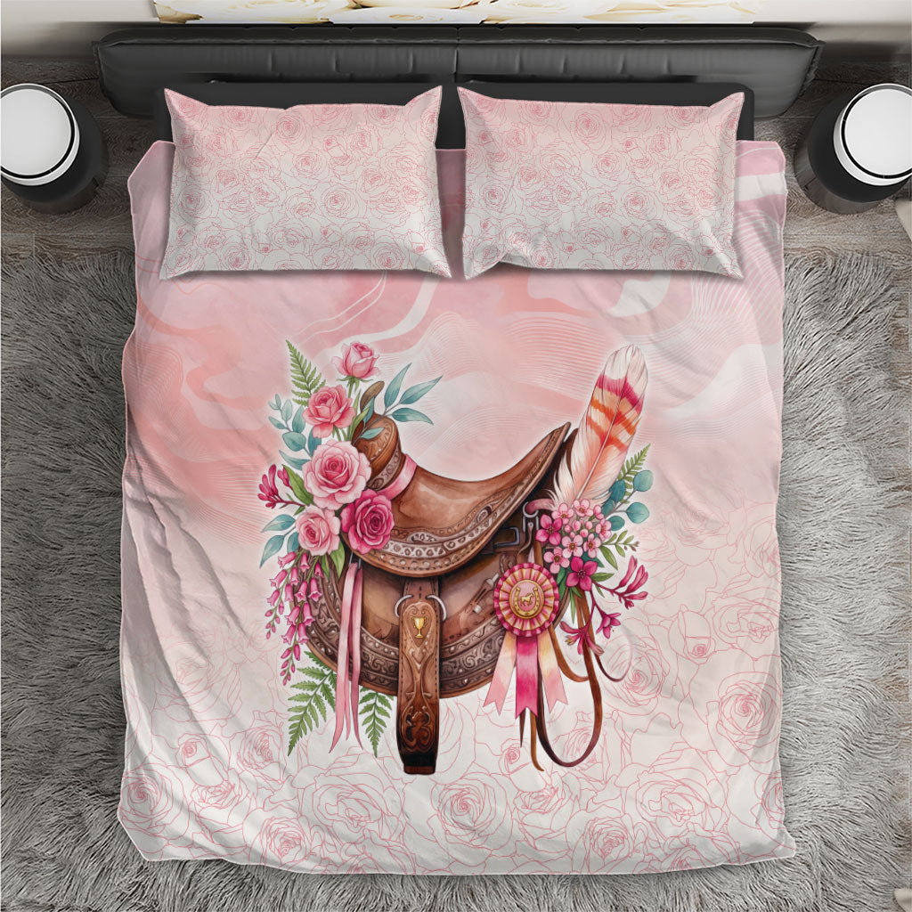 Melbourne Horse Floral Saddle Bedding Set Pink Rose With Waxflower Flowers
