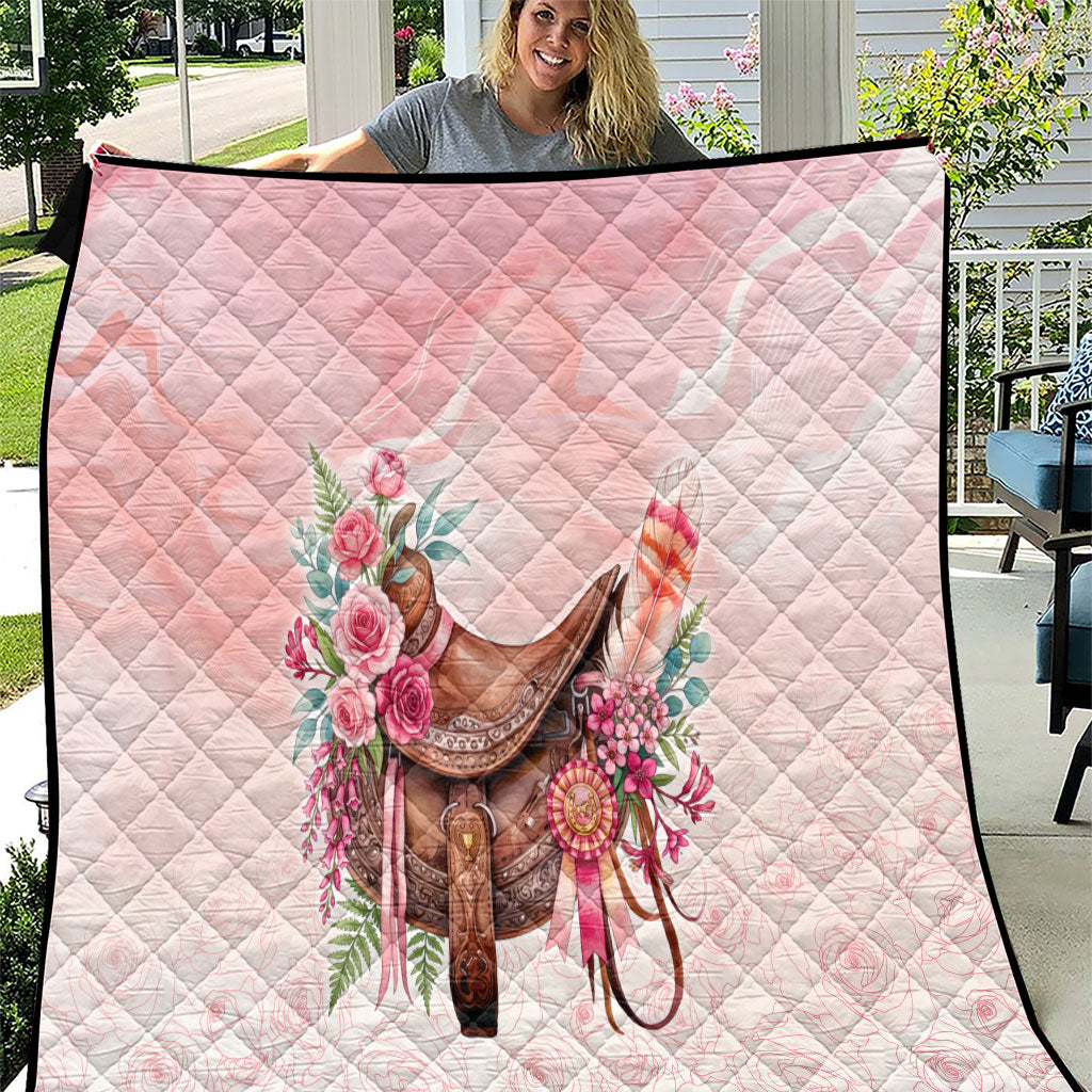 Melbourne Horse Floral Saddle Quilt Pink Rose With Waxflower Flowers