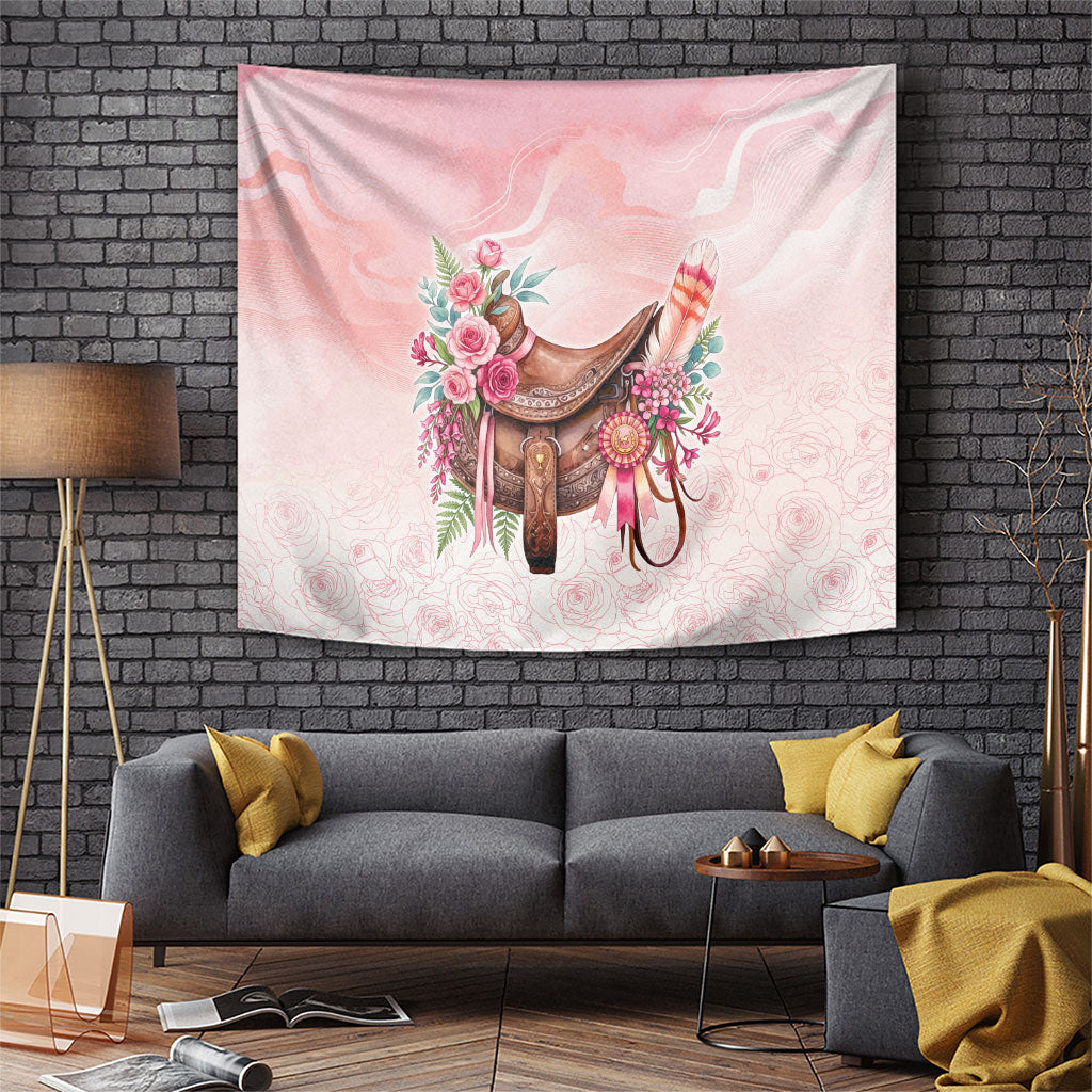 Melbourne Horse Floral Saddle Tapestry Pink Rose With Waxflower Flowers