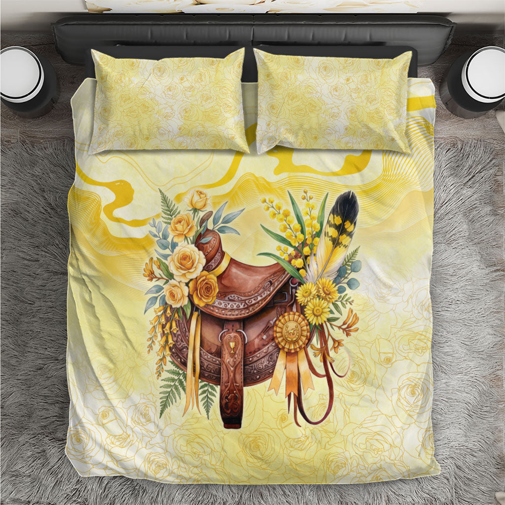 Melbourne Horse Floral Saddle Bedding Set Yellow Rose With Wattle Flowers