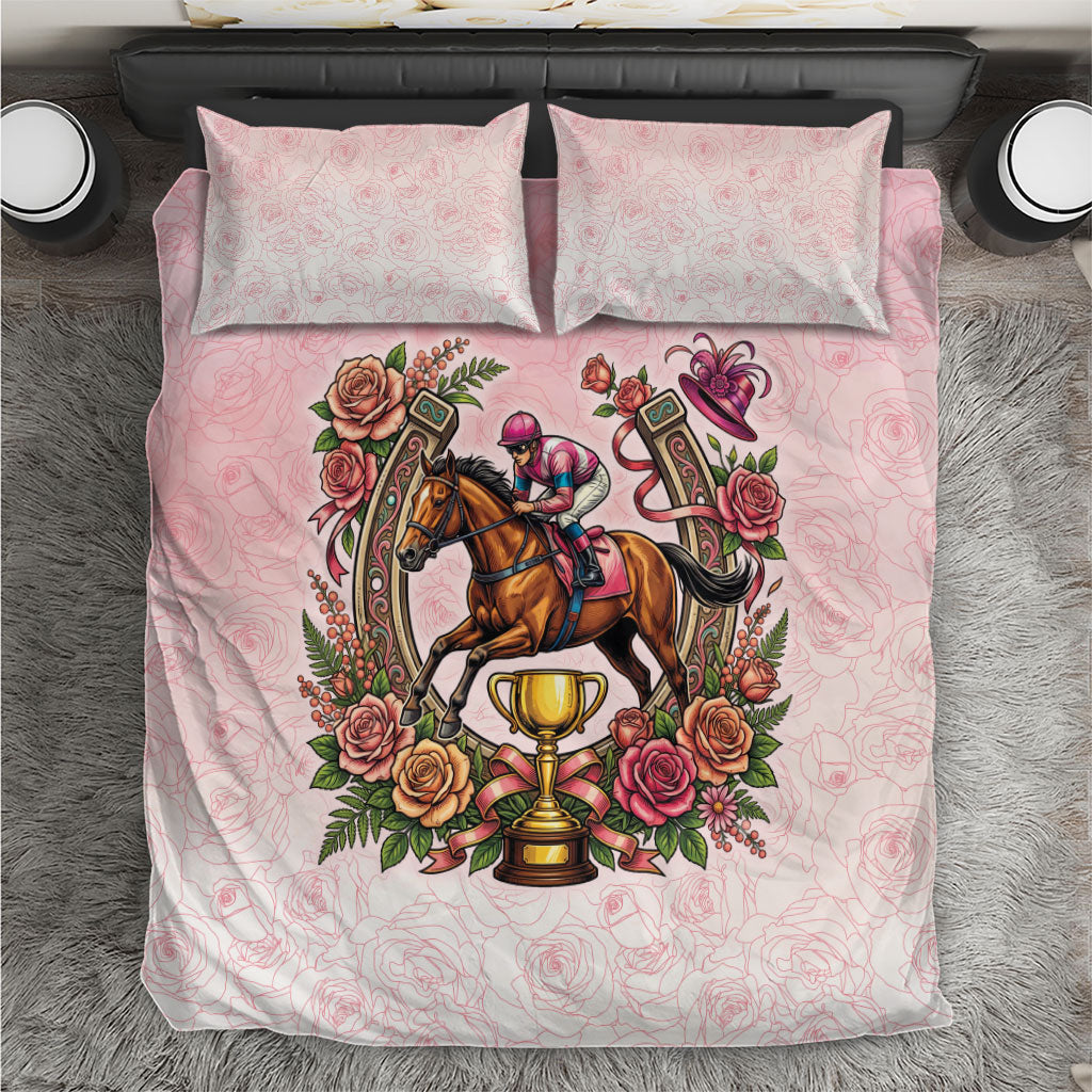 Melbourne Horse Race Bedding Set Aussie Floral Horseshoe Pink Rose