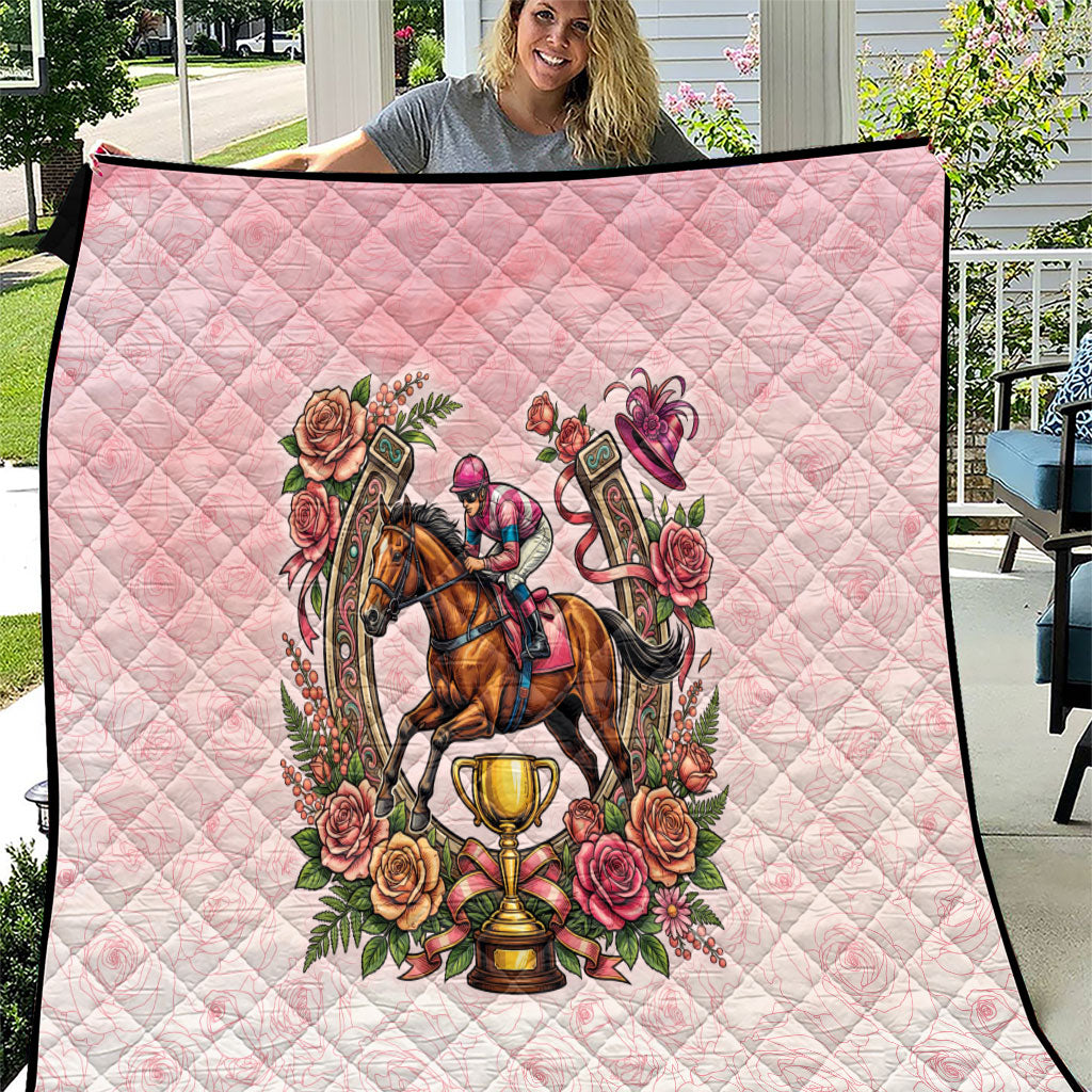 Melbourne Horse Race Quilt Aussie Floral Horseshoe Pink Rose