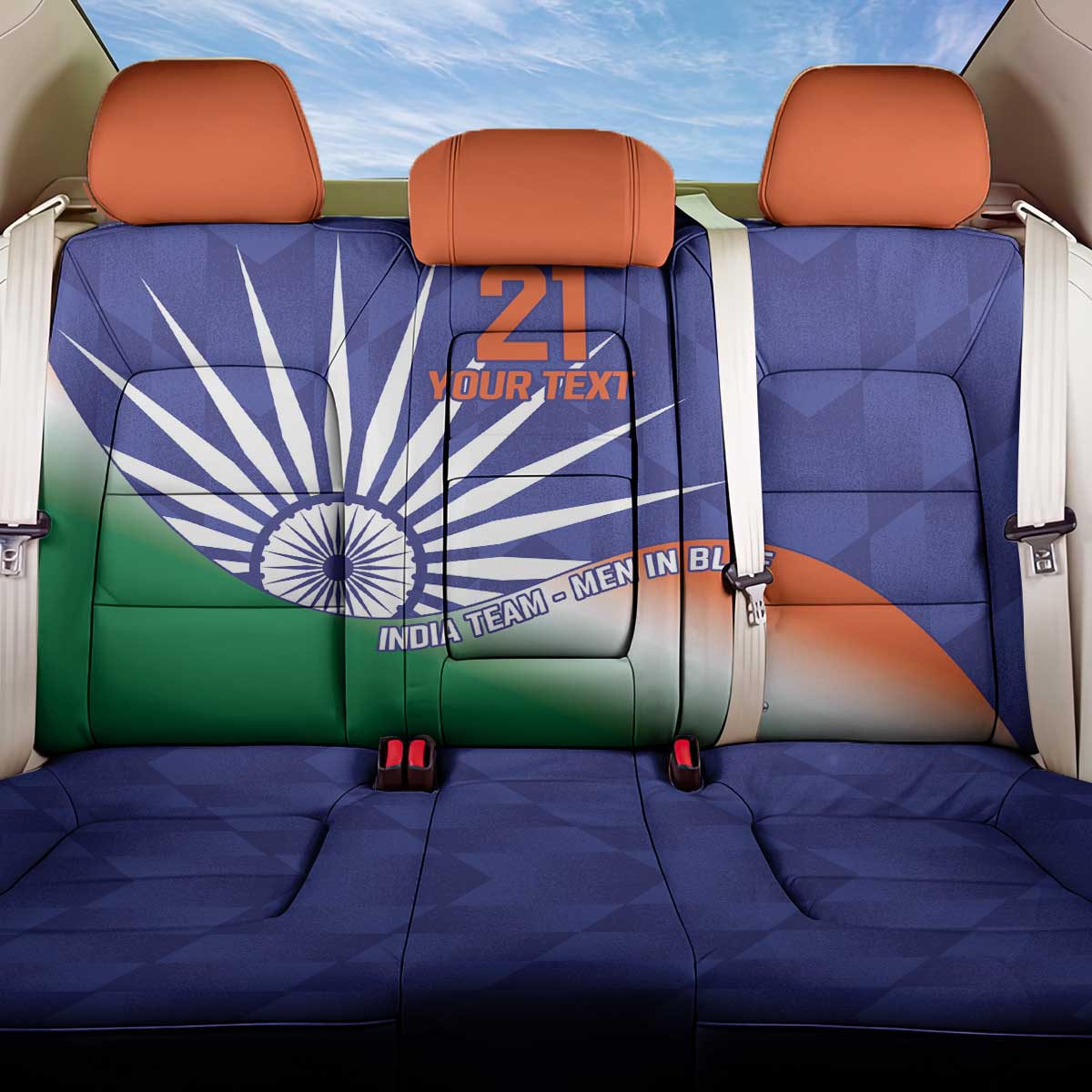 India Cricket Custom Back Car Seat Cover Ashoka Chakra with Flag Style LT9 - Wonder Print Shop