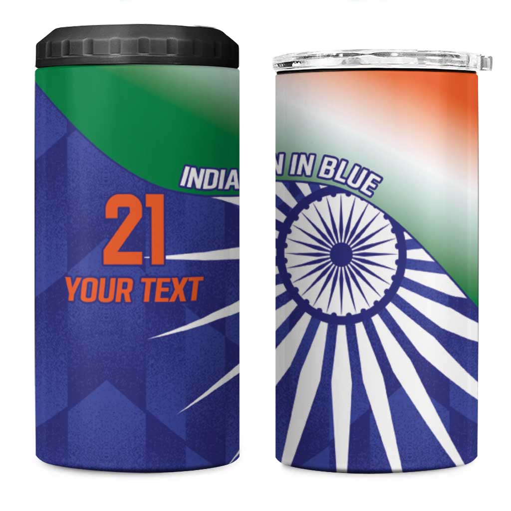 India Cricket Custom 4 in 1 Can Cooler Tumbler Ashoka Chakra with Flag Style LT9 - Wonder Print Shop