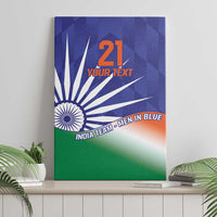 India cricket canvas wall art with Ashoka Chakra sunburst, tricolor gradient, custom '21' text