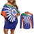 India Cricket Custom Couples Matching Off Shoulder Short Dress and Long Sleeve Button Shirt Ashoka Chakra with Flag Style LT9 - Wonder Print Shop