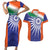 India Cricket Custom Couples Matching Short Sleeve Bodycon Dress and Hawaiian Shirt Ashoka Chakra with Flag Style LT9 - Wonder Print Shop