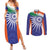 India Cricket Custom Couples Matching Summer Maxi Dress and Long Sleeve Button Shirt Ashoka Chakra with Flag Style LT9 - Wonder Print Shop