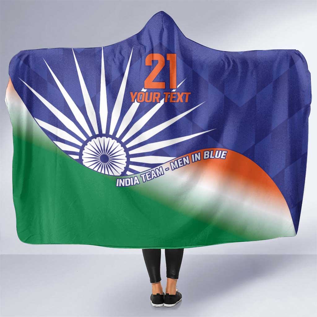 India Cricket Custom Hooded Blanket Ashoka Chakra with Flag Style